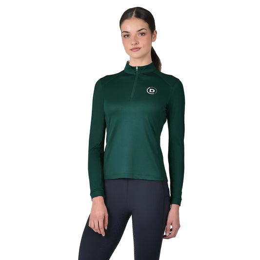 Dark Emerald - Front - Dublin Womens-Ladies Breathable Long-Sleeved Riding Top