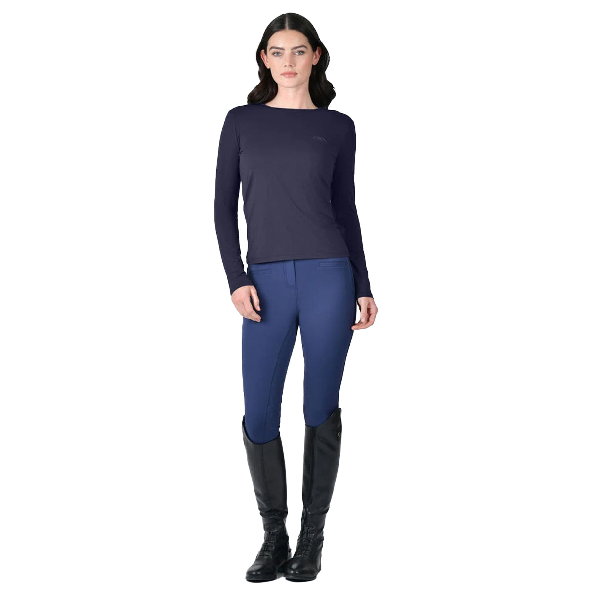 Navy - Side - Weatherbeeta Womens-Ladies UV Protection Relaxed Fit Long-Sleeved T-Shirt