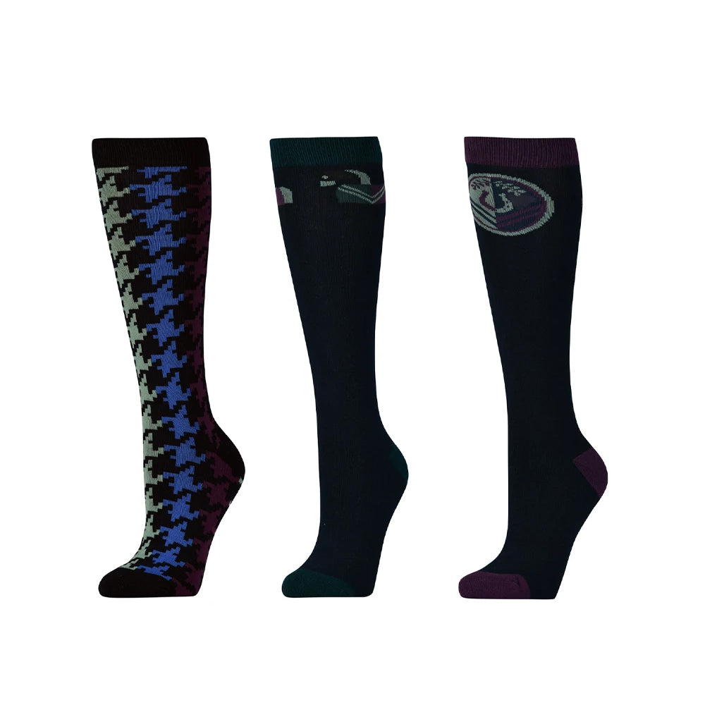 Navy - Front - Dublin Unisex Adult Nordic High Riding Socks (Pack of 3)