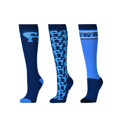 Royal Blue - Front - Dublin Unisex Adult Pony High Riding Socks (Pack of 3)