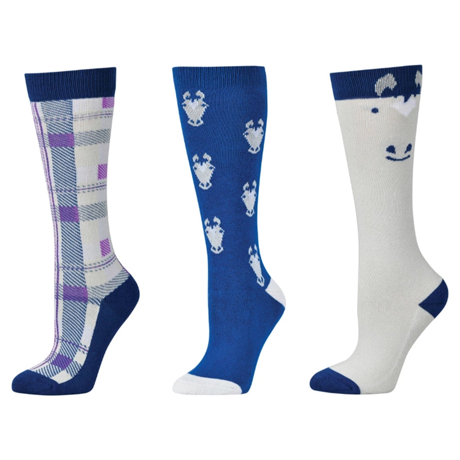 Cornflower Blue - Front - Dublin Childrens-Kids Peekaboo High Riding Socks (Pack of 3)