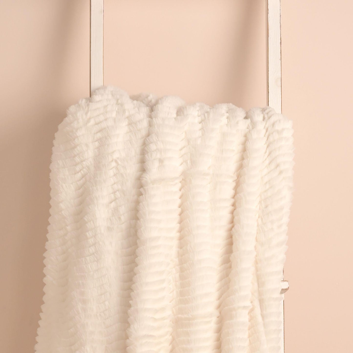 White - Side - Hestia Ivory Ripple Throw 150cm x 200cm