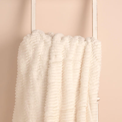 White - Side - Hestia Ivory Ripple Throw 150cm x 200cm