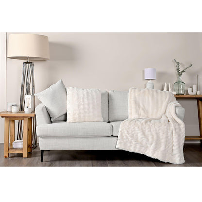 White - Close up - Hestia Ivory Ripple Throw 150cm x 200cm