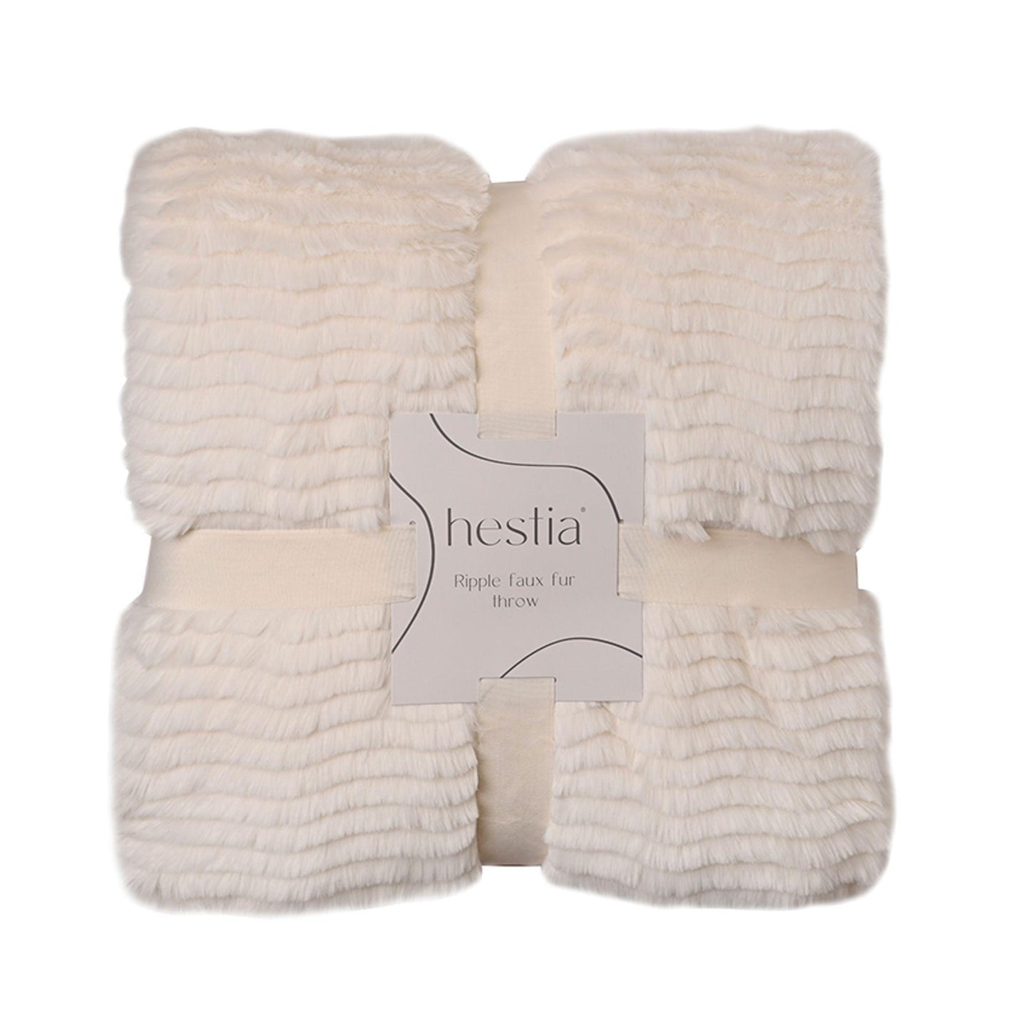 White - Front - Hestia Ivory Ripple Throw 150cm x 200cm