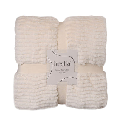 White - Front - Hestia Ivory Ripple Throw 150cm x 200cm