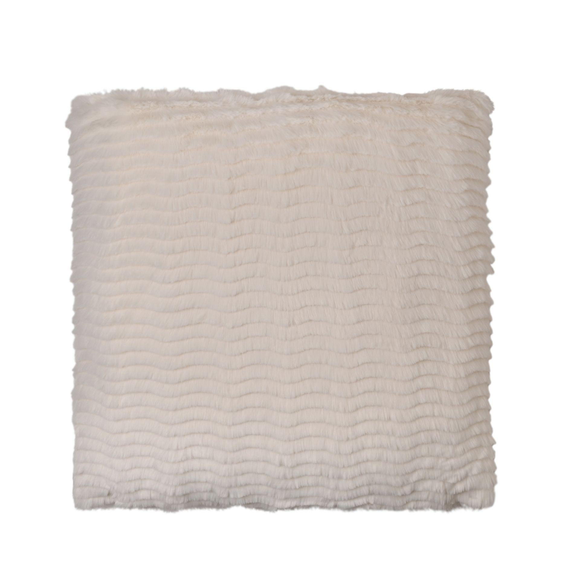 White - Front - Hestia Ivory Ripple Cushion 50cm x 50cm
