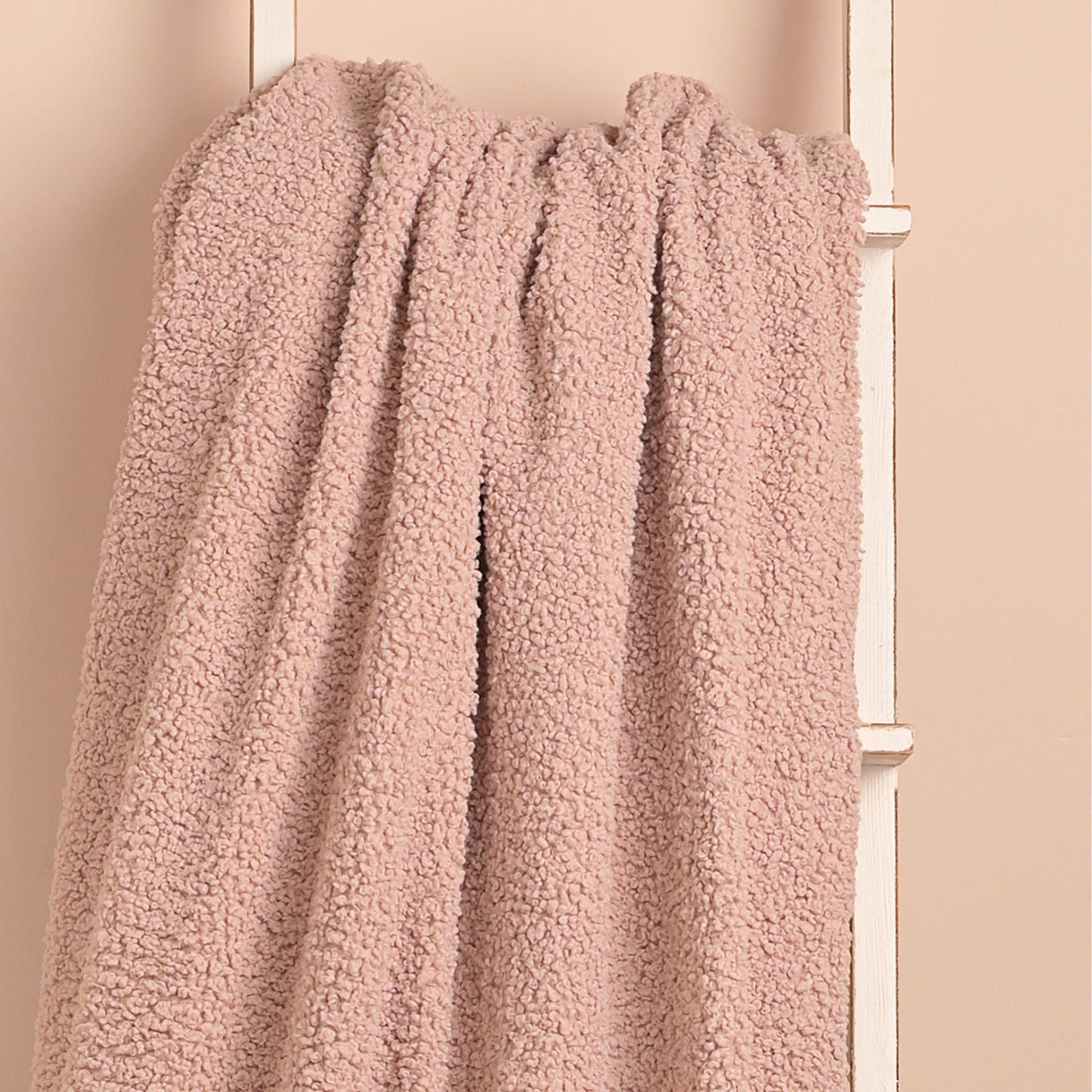 Pink - Side - Hestia Pink Teddy Throw 150cm x 150cm