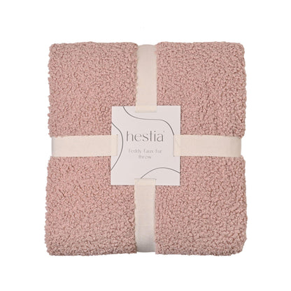 Pink - Close up - Hestia Pink Teddy Throw 150cm x 150cm
