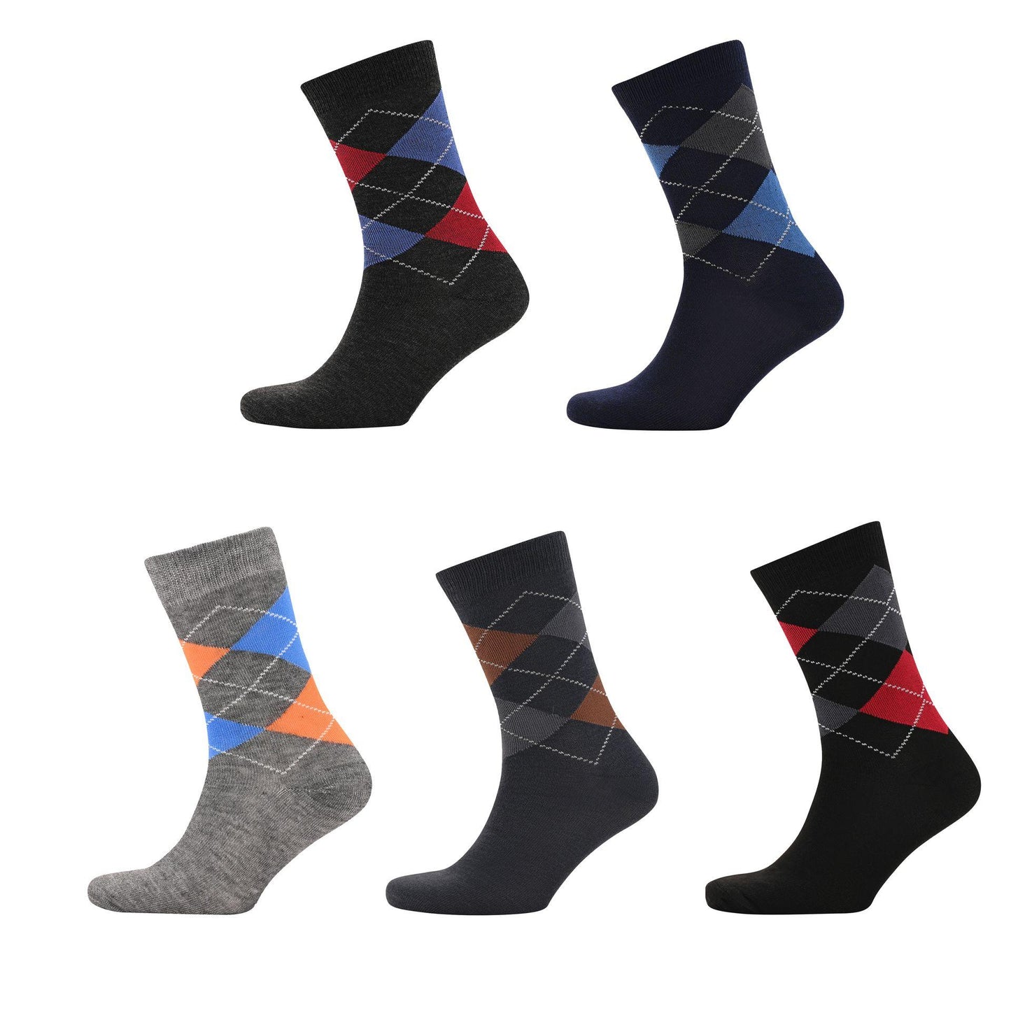 Multi-coloured - Back - Mad Man Bright Argyle Boxed Socks