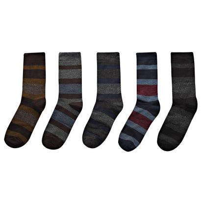 Black - Back - Mad Man Striped Socks 5 Pair Boxed