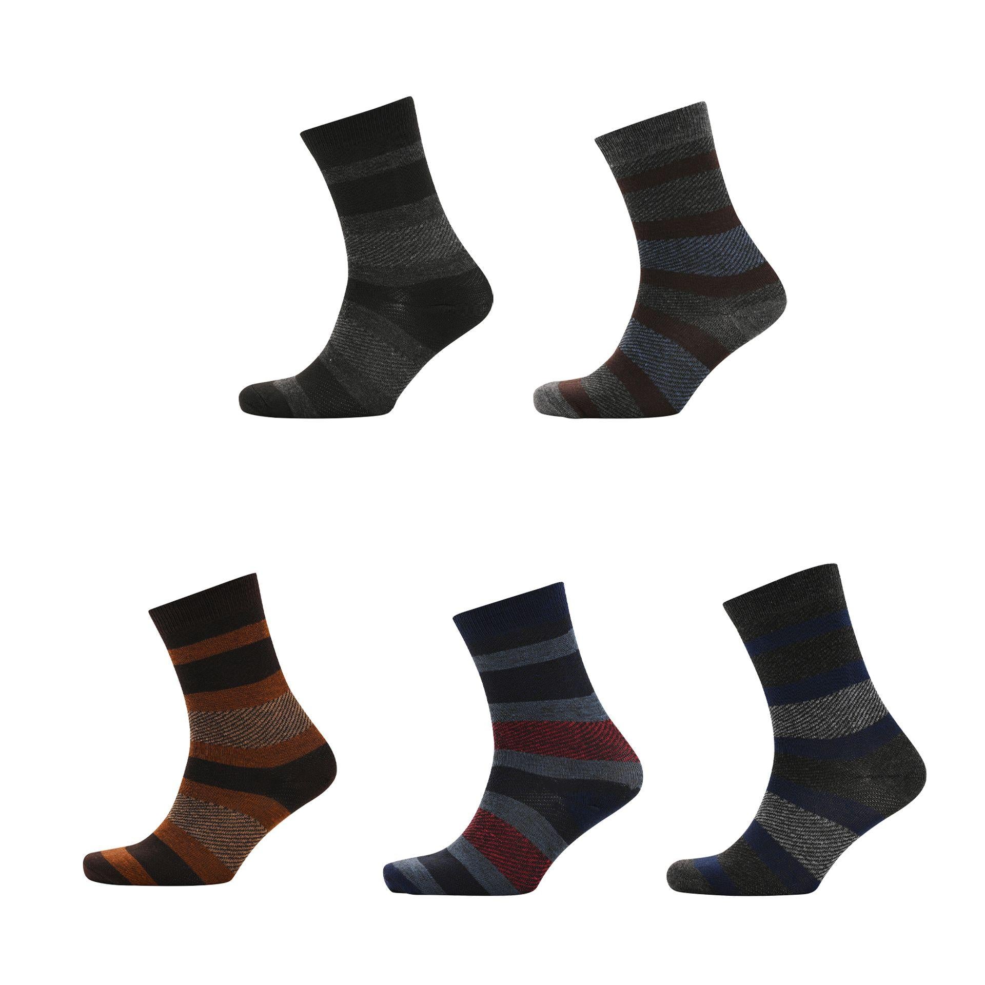 Black - Side - Mad Man Striped Socks 5 Pair Boxed