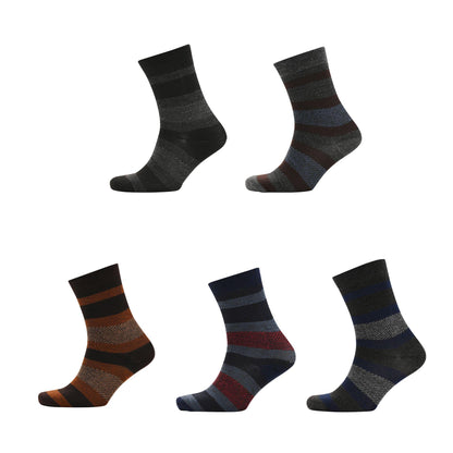 Black - Side - Mad Man Striped Socks 5 Pair Boxed