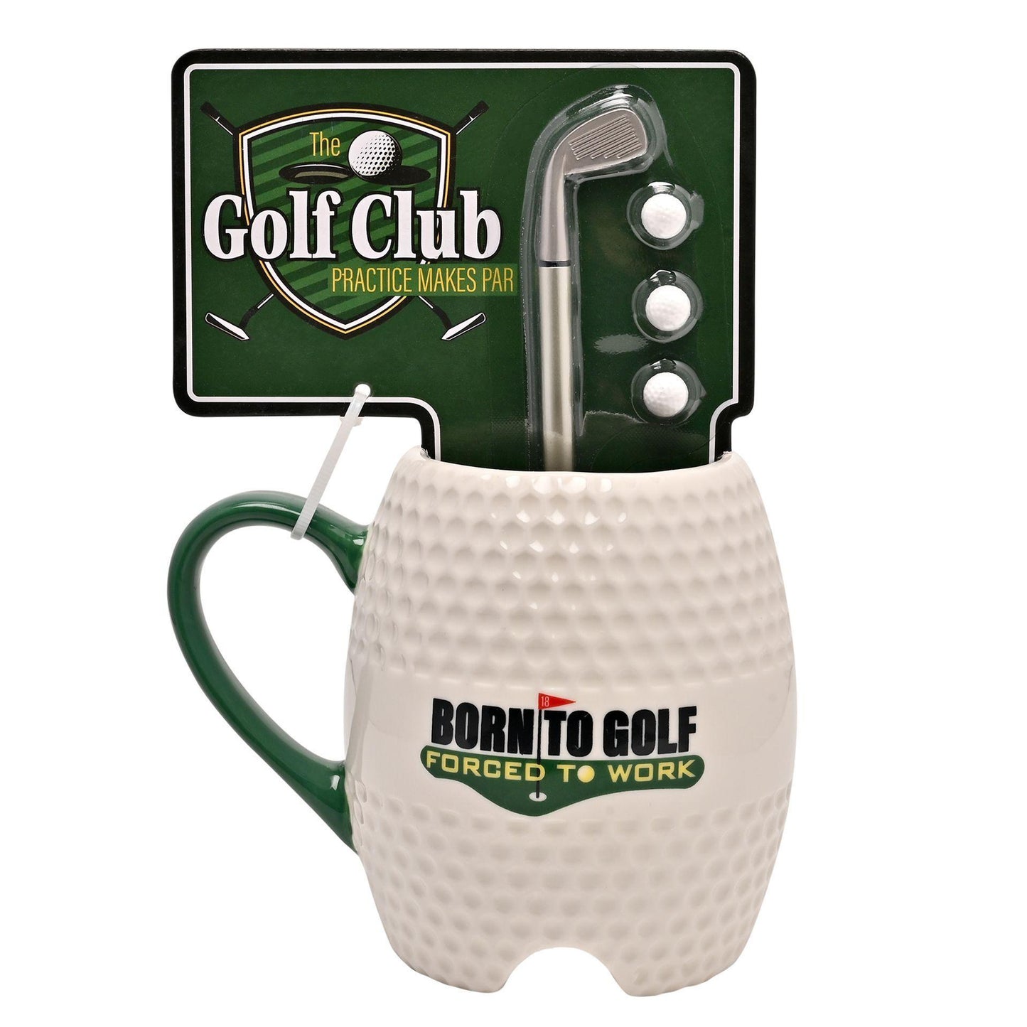White - Front - Harvey Makin Golf Ball Mug & Putter Pen Set 'Born To Golf'
