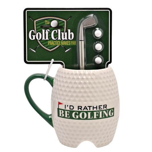 White - Front - Harvey Makin Golf Ball Mug & Putter Pen Set 'Rather Be Golfing'