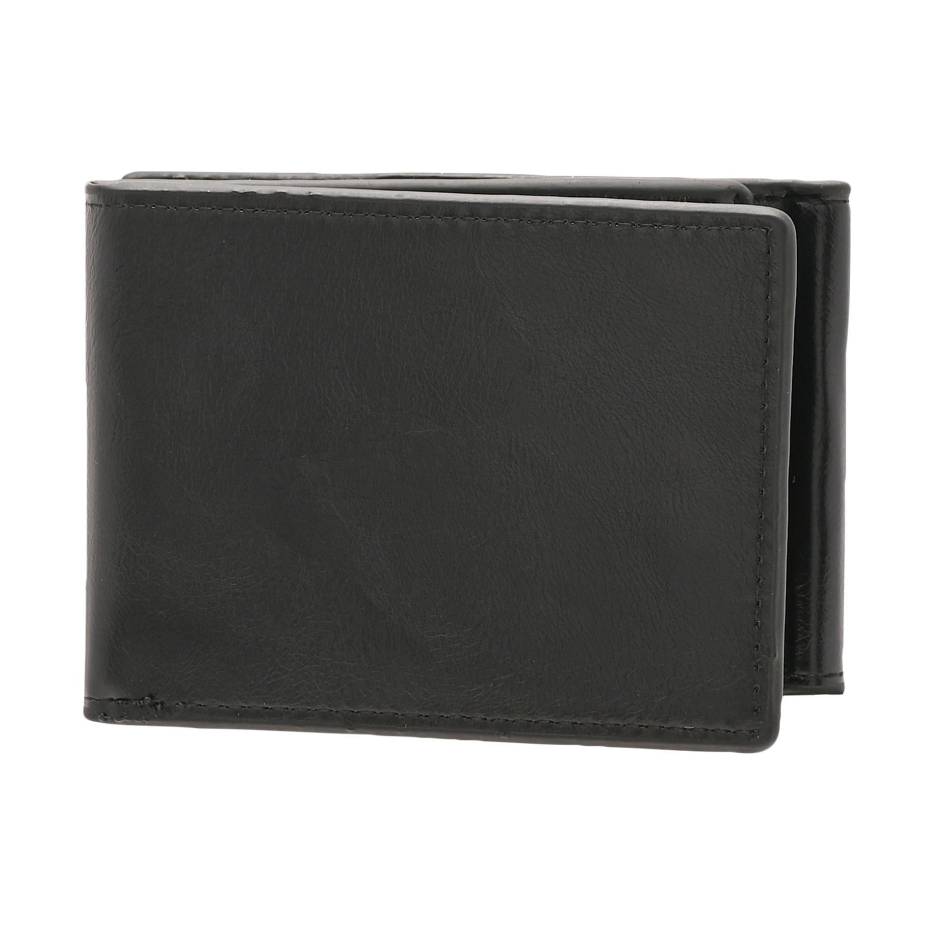 Black - Side - Mad Man Black 3 Fold Money Clip Wallet