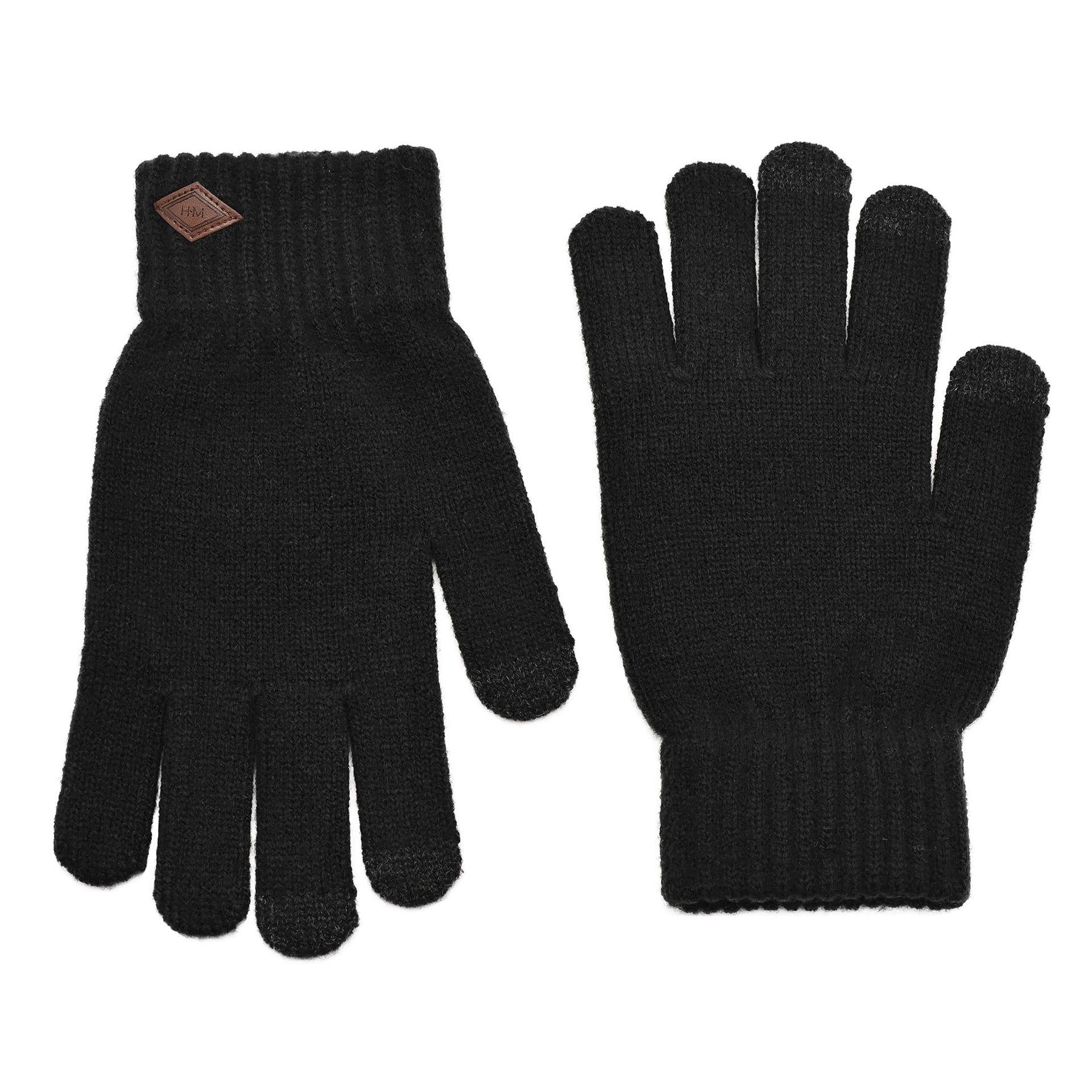 Black - Side - Harvey Makin Layers Hat and Gloves Gift Set - Black