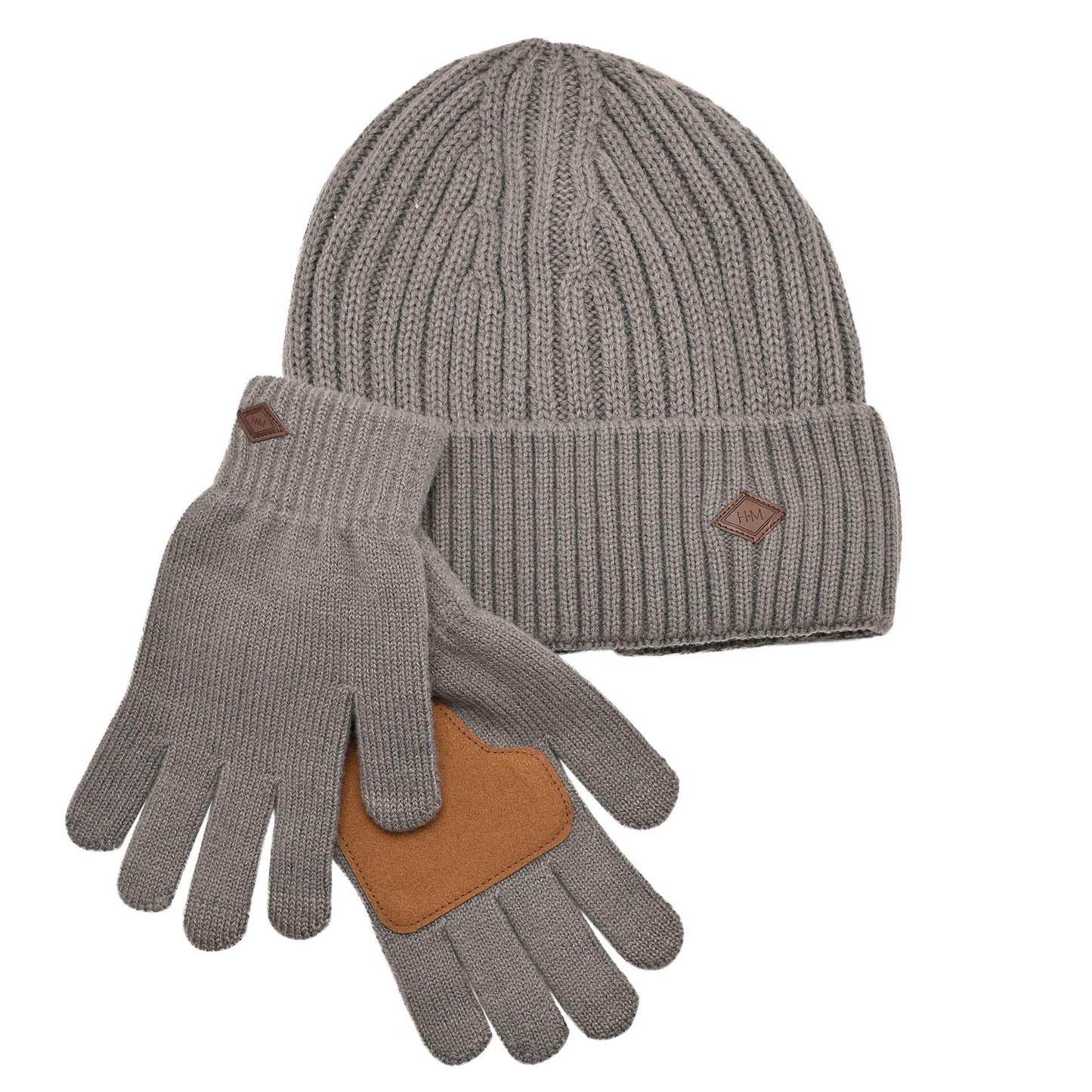 Grey - Front - Harvey Makin Layers Hat and Gloves Gift Set - Grey