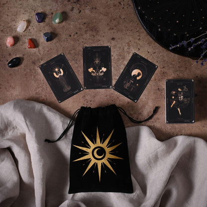 Black - Back - Tarot Cards & Crystal Set in a Velvet Pouch