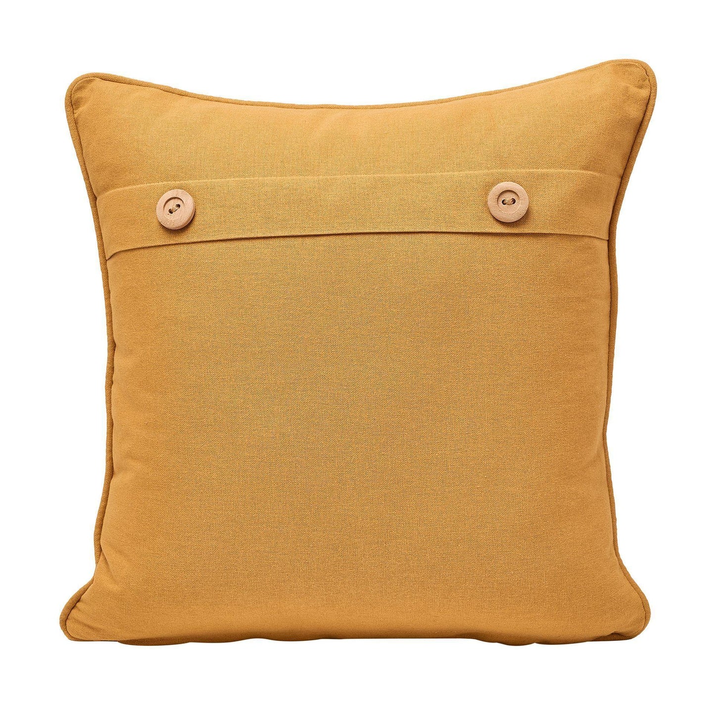 White - Back - Meg Hawkins Square Cushion with Wooden Buttons - Highland Cow