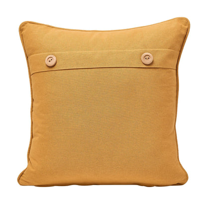 White - Back - Meg Hawkins Square Cushion with Wooden Buttons - Highland Cow