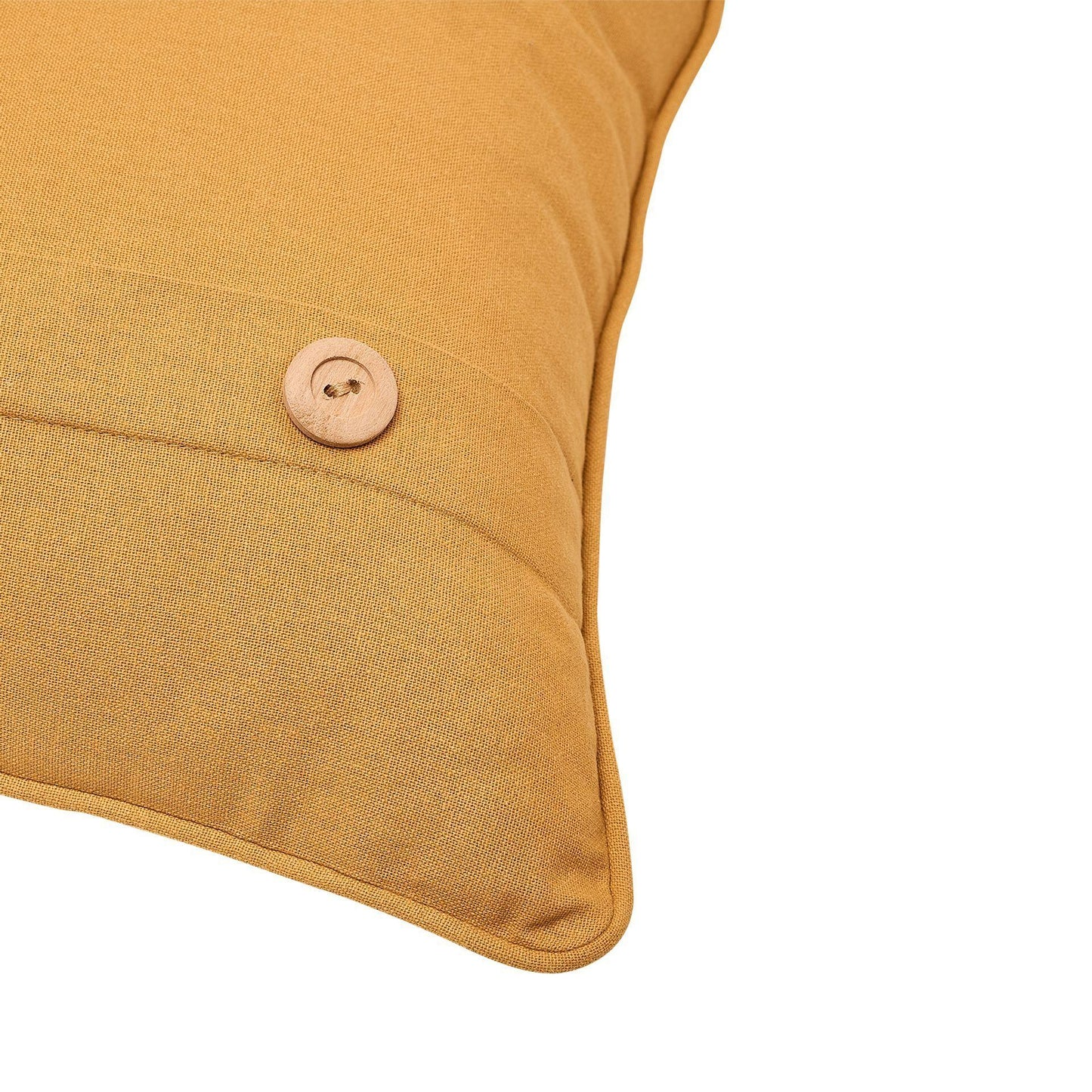 White - Lifestyle - Meg Hawkins Square Cushion with Wooden Buttons - Highland Cow