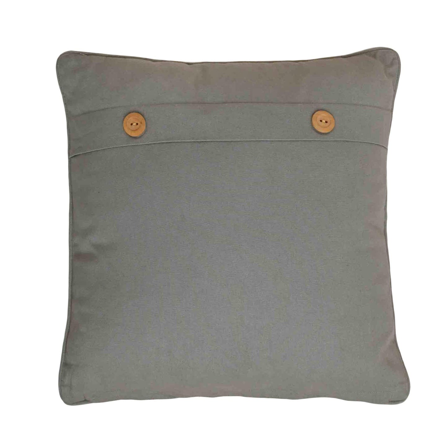 White - Back - Meg Hawkins Square Cushion with Wooden Buttons - Hare