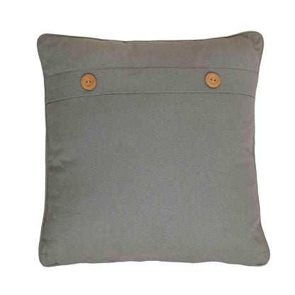 White - Back - Meg Hawkins Square Cushion with Wooden Buttons - Hare