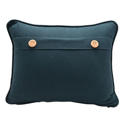 White - Side - Meg Hawkins Oblong Cushion with Wooden Buttons - Pheasant
