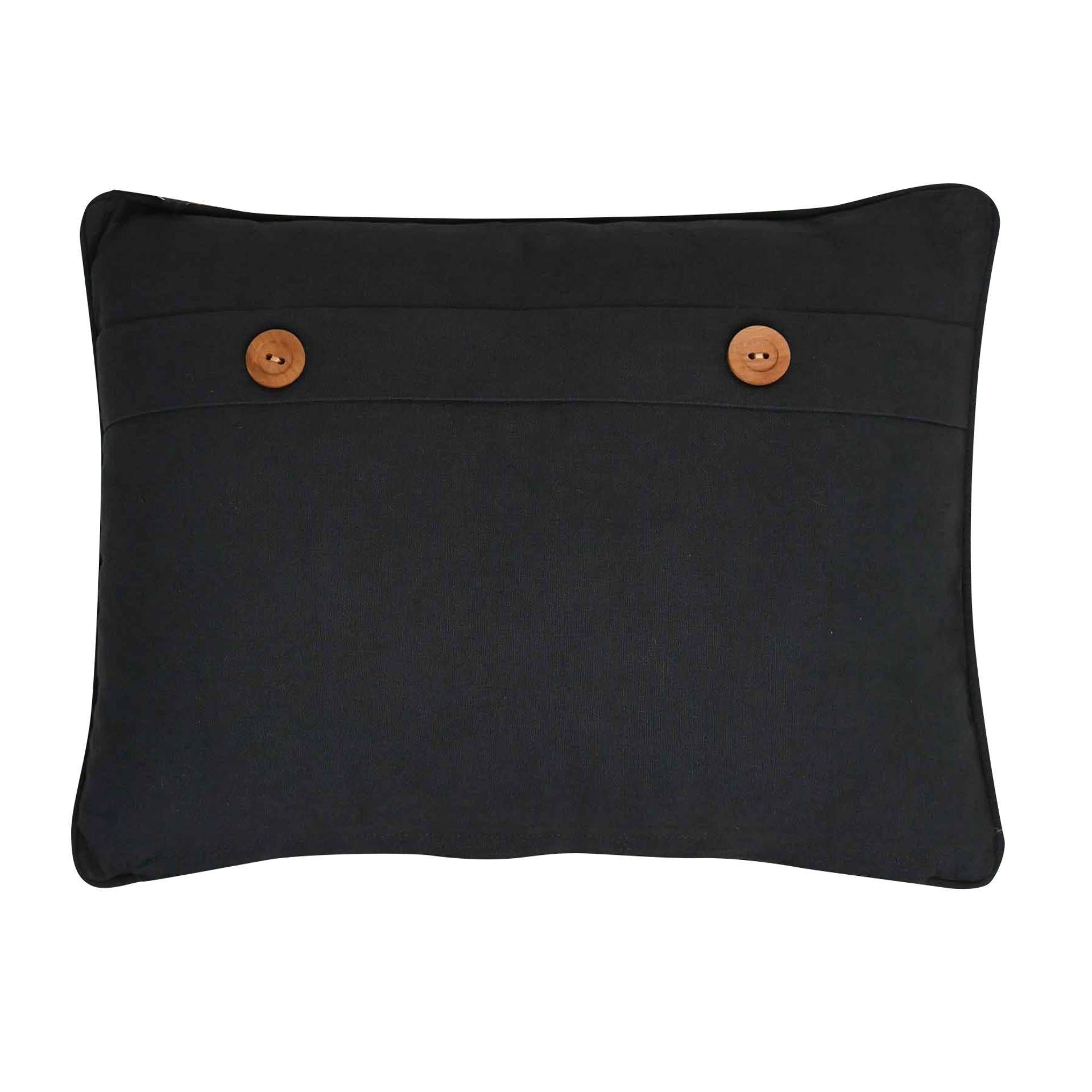 White - Back - Meg Hawkins Oblong Cushion with Wooden Buttons - Stag