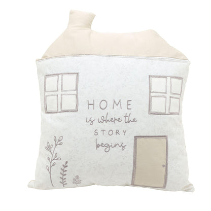 Grey - Front - Moments Cushion - Home Is Where The Story Begins