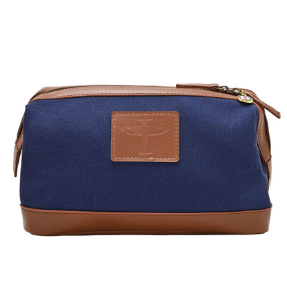 Blue - Front - RAF Canvas & Faux Leather Washbag - Spitfire
