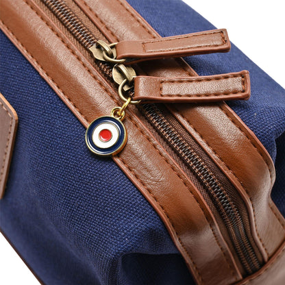 Blue - Side - RAF Canvas & Faux Leather Washbag - Red Arrows