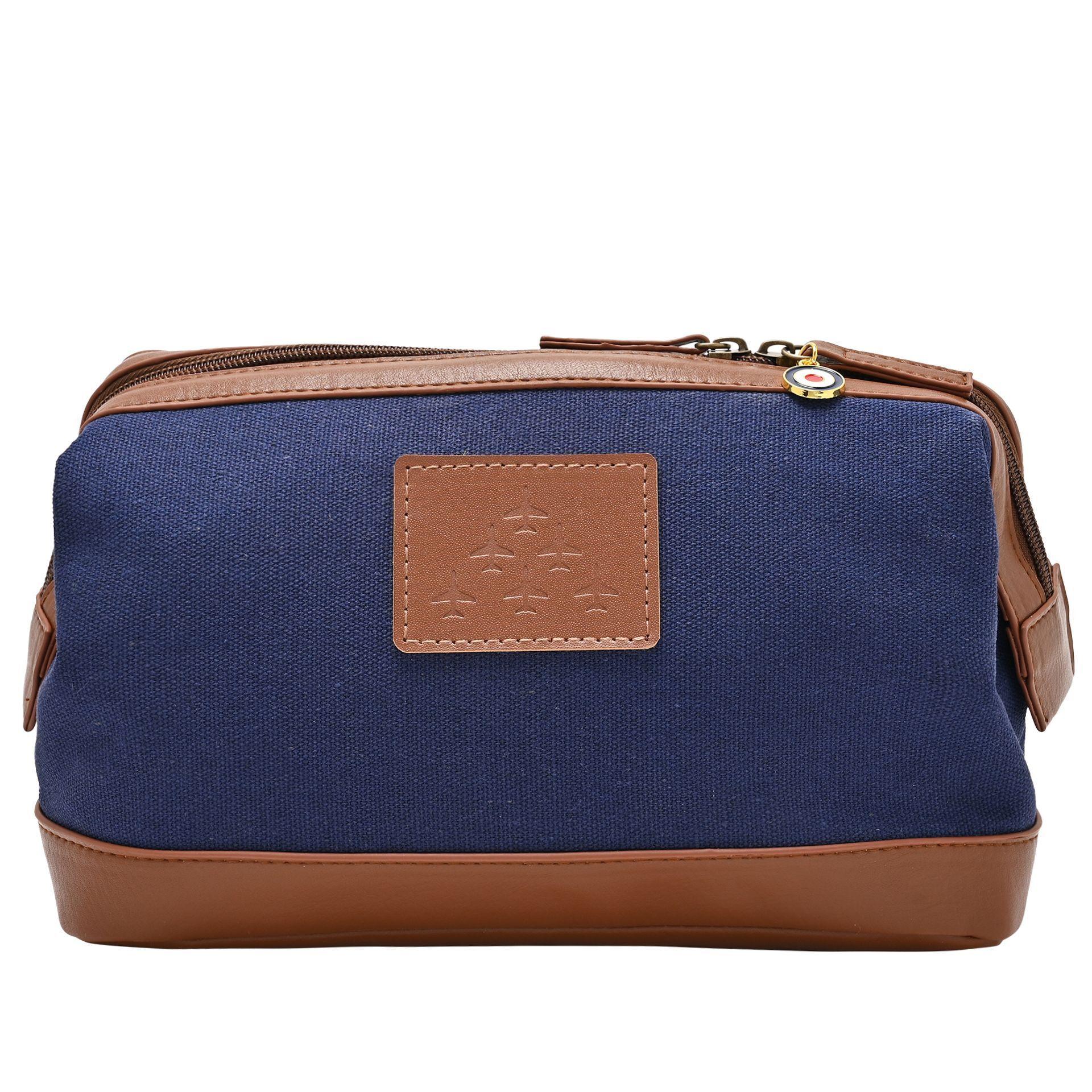 Blue - Front - RAF Canvas & Faux Leather Washbag - Red Arrows