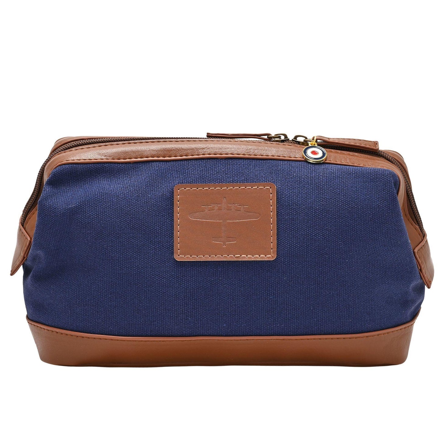Blue - Front - RAF Canvas & Faux Leather Washbag - Lancaster
