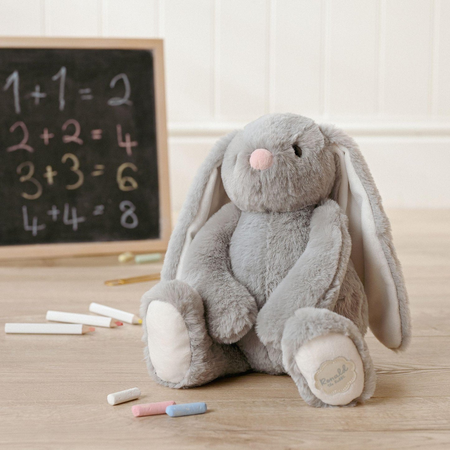 Grey - Back - Ronald The Classical Plush Grey Bunny 30 cm
