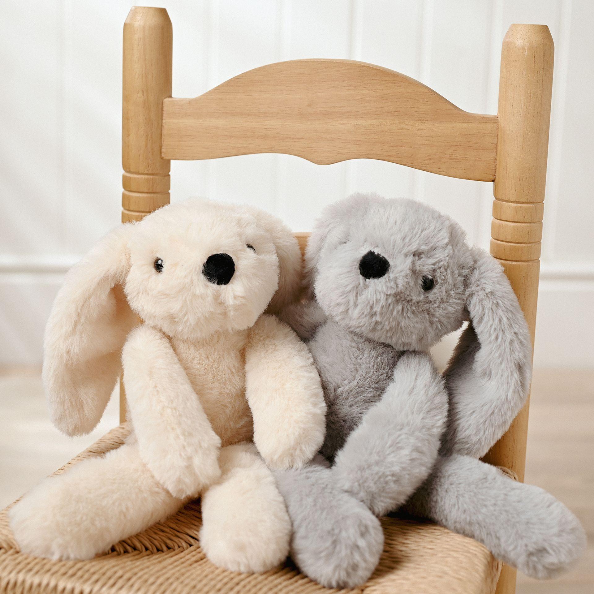 Grey - Close up - Theo The Plush Long Leg Grey Bunny 35 cm