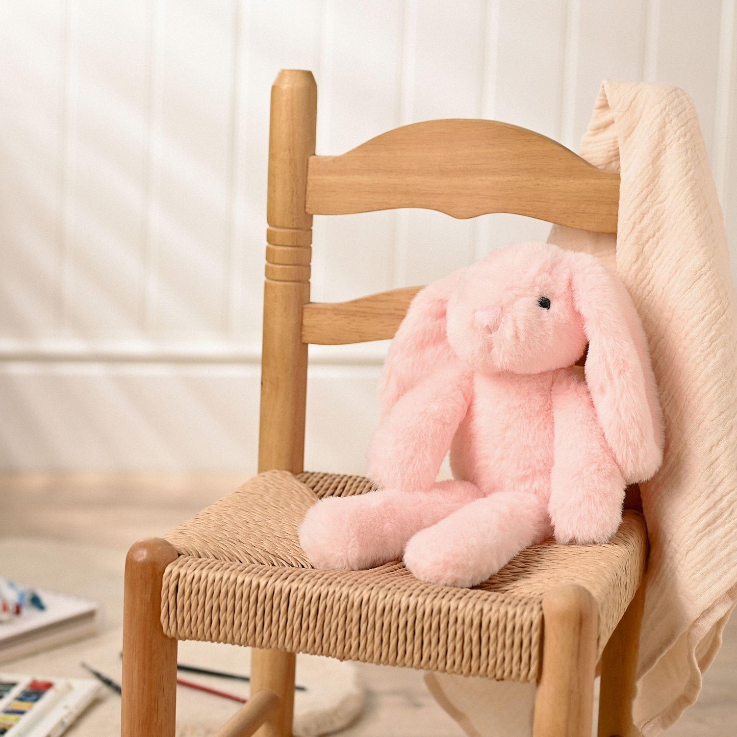 Pink - Back - Katie The Plush Long Leg Light Pink Bunny 35 cm