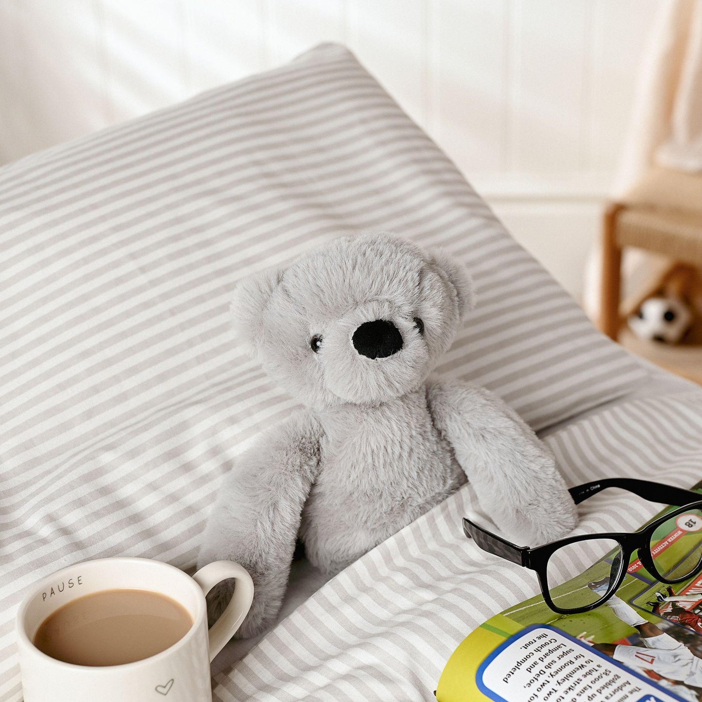 Grey - Back - Ste The Plush Long Leg Grey Teddy Bear 30 cm