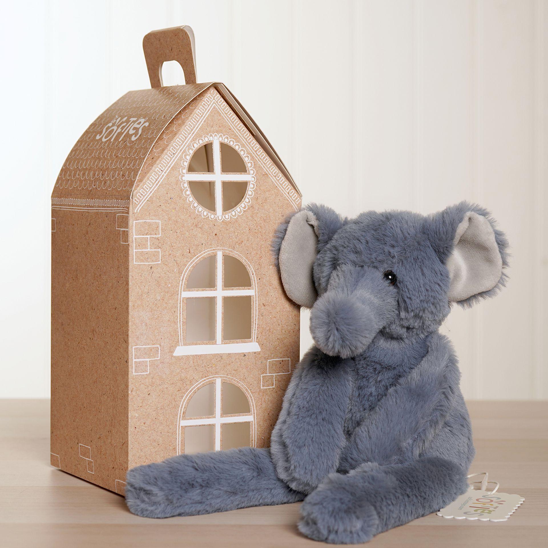 Dark Grey - Close up - George The Plush Long Leg Petrol Elephant 35 cm
