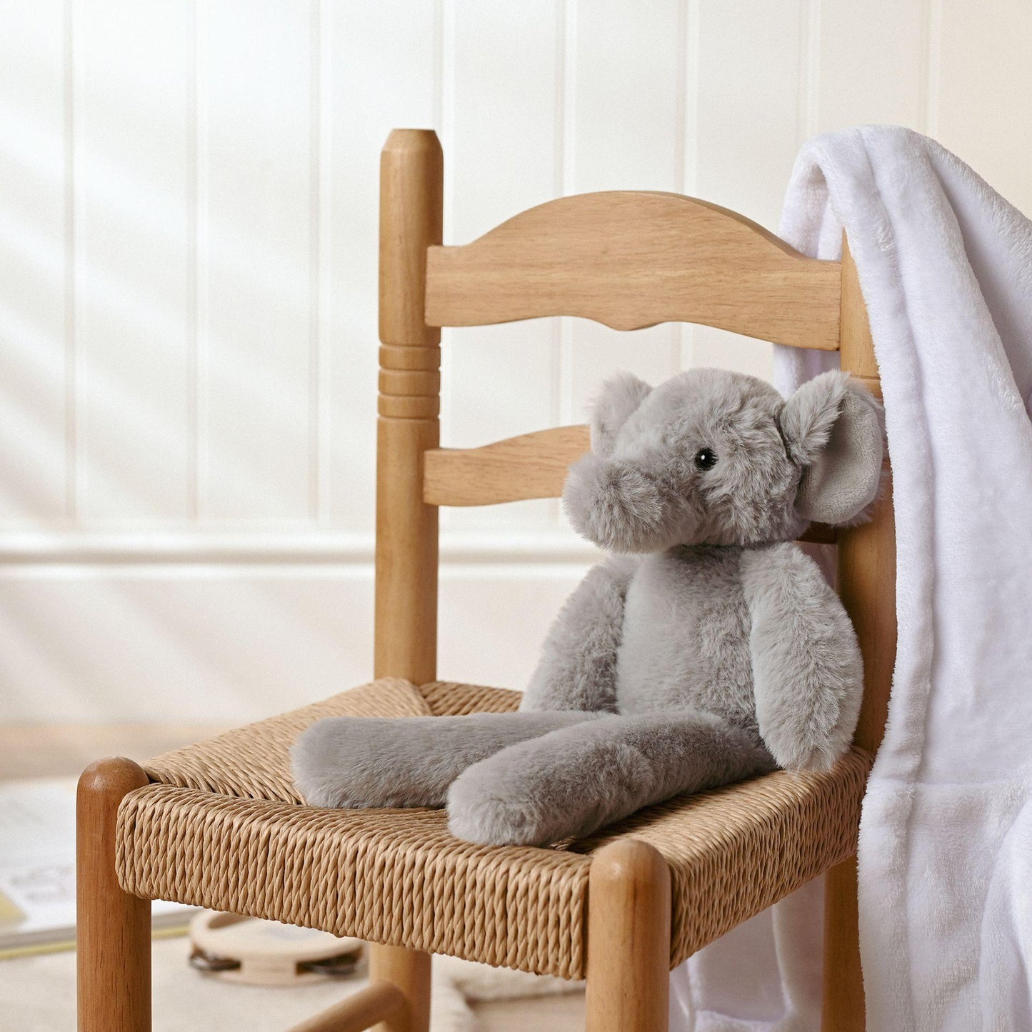 Light Grey - Back - Nelly The Plush Long Leg Grey Elephant 35 cm