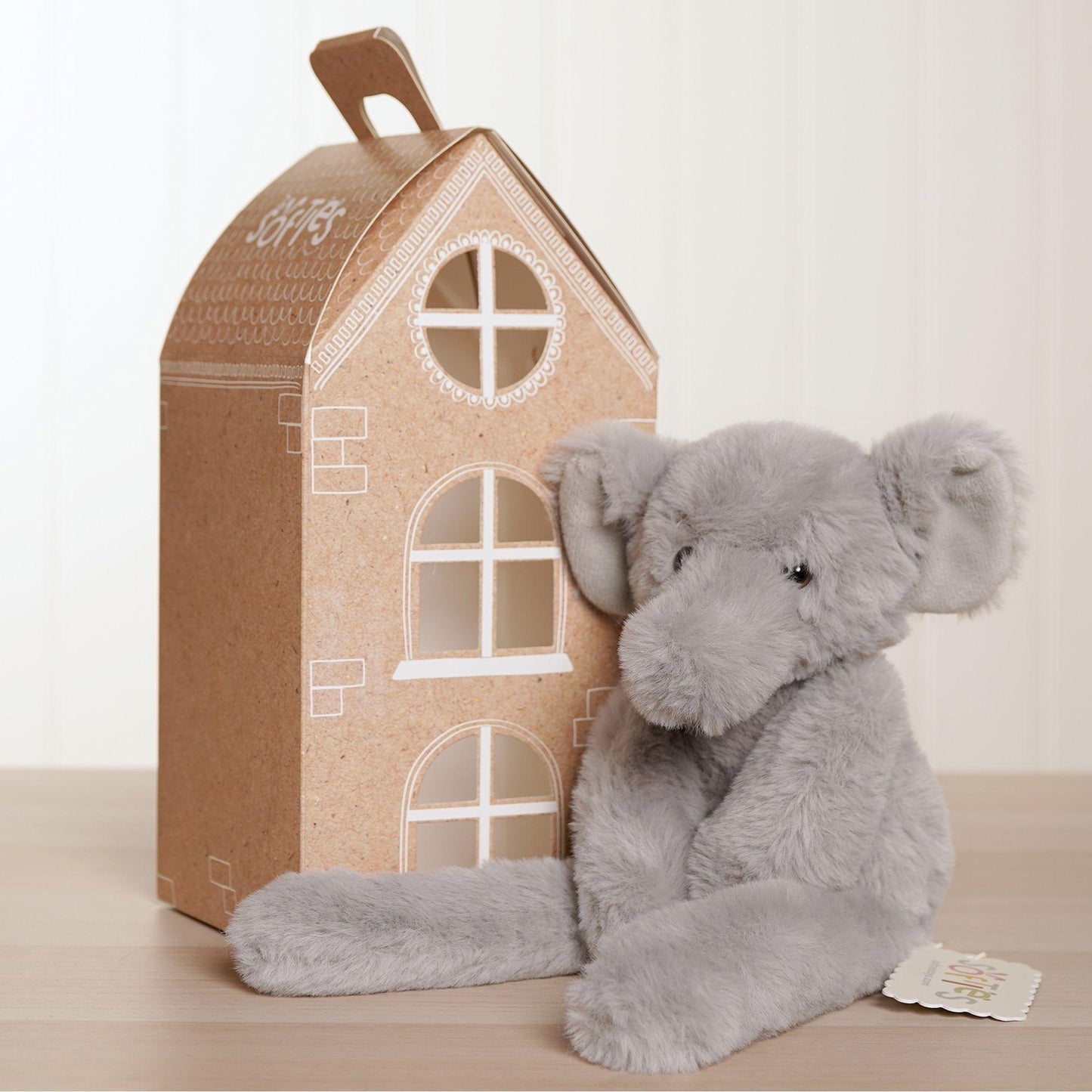 Light Grey - Close up - Nelly The Plush Long Leg Grey Elephant 35 cm