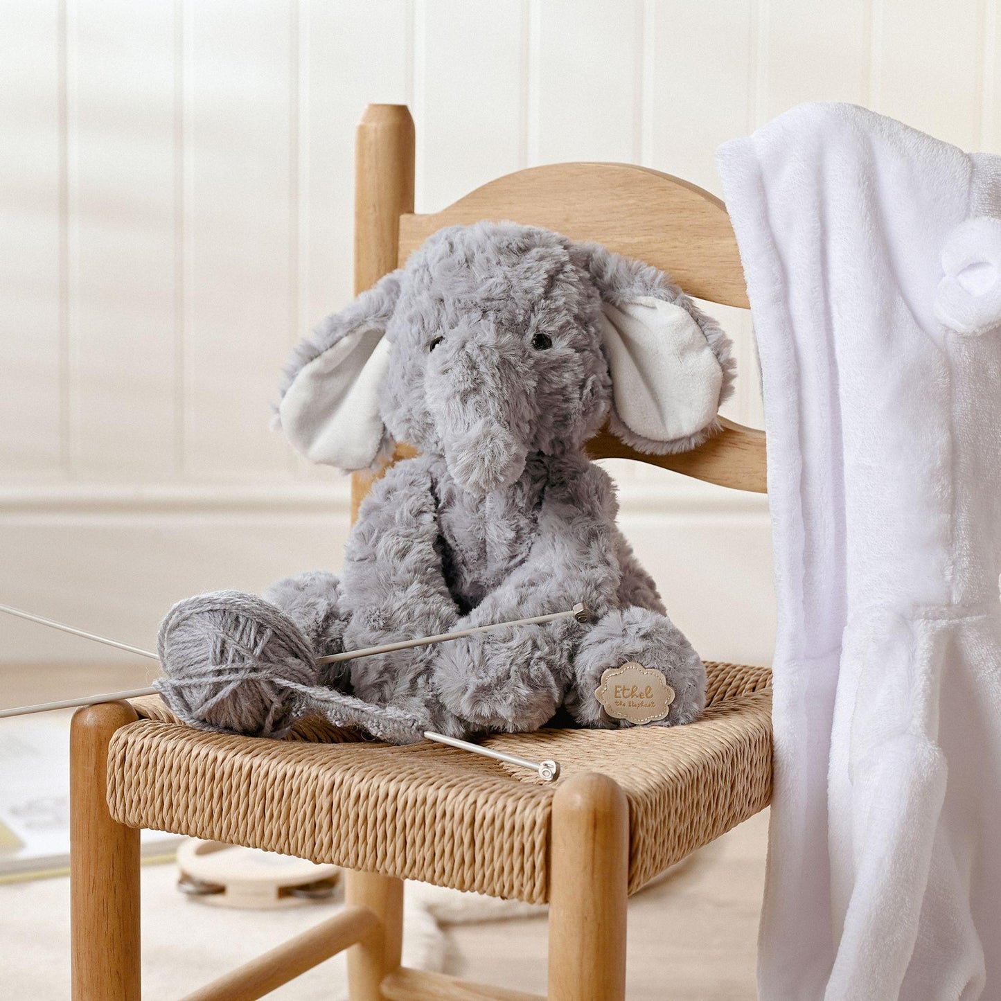 Grey - Back - Ethel The Plush Sitting Grey Elephant 22 cm