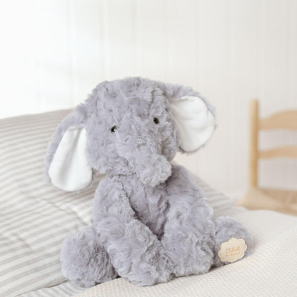 Grey - Close up - Ethel The Plush Sitting Grey Elephant 22 cm
