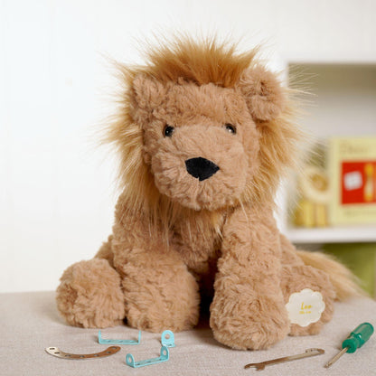 Brown - Back - Leo The Plush Sitting Brown Lion 23 cm