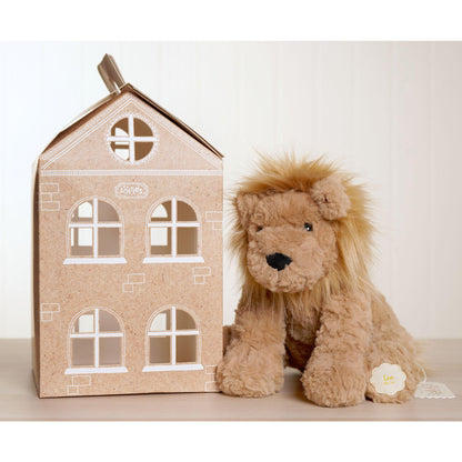 Brown - Close up - Leo The Plush Sitting Brown Lion 23 cm