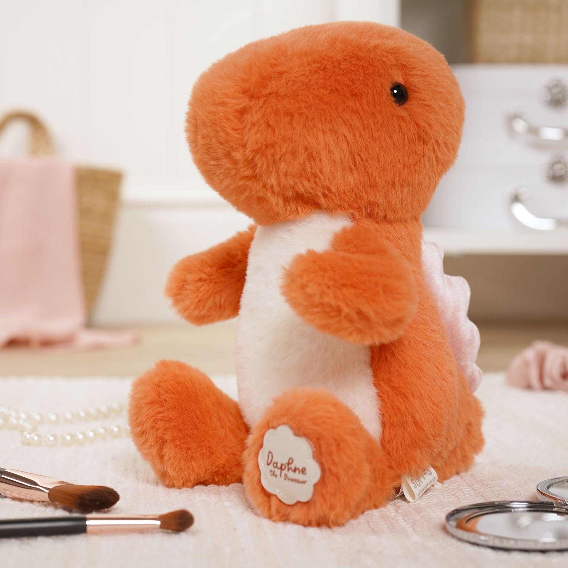 Orange - Back - Daphne The Plush Sitting Orange Dinosaur 21 cm