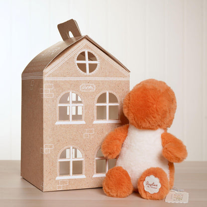 Orange - Close up - Daphne The Plush Sitting Orange Dinosaur 21 cm