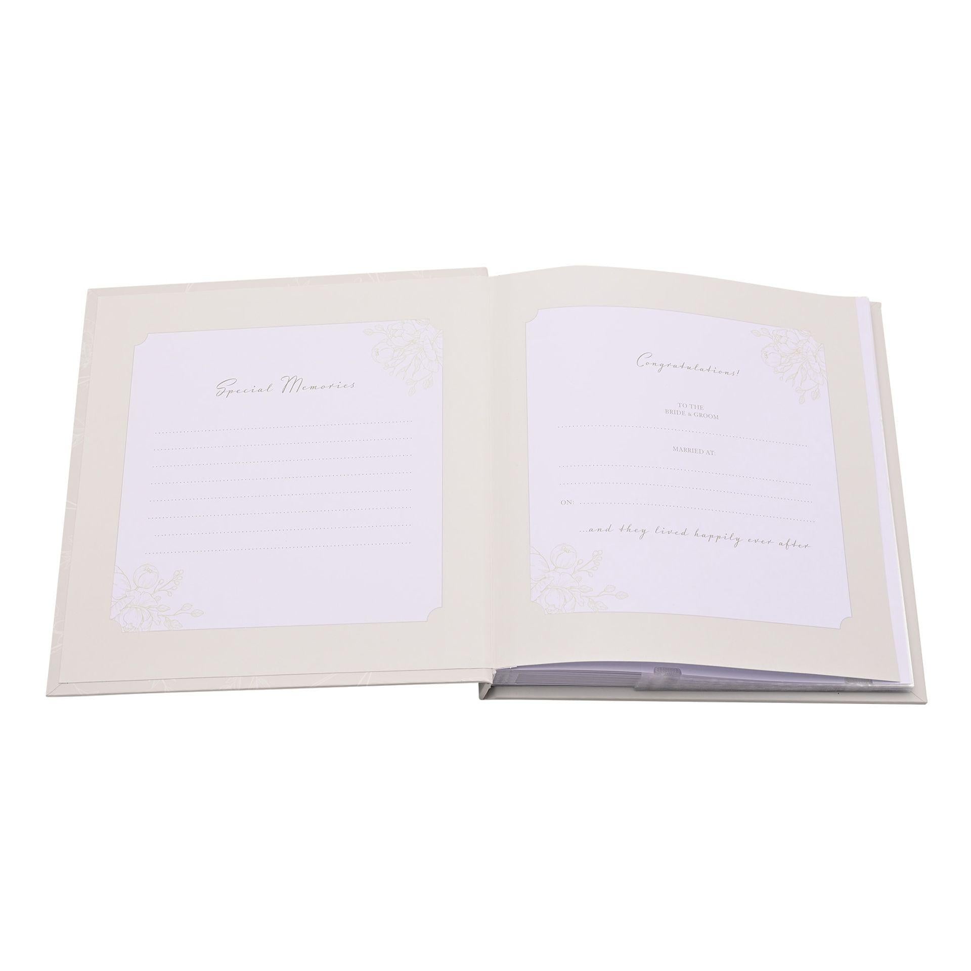 Grey - Side - Our Wedding Day' Grey Floral Photo Album 5 x 7 50 pages
