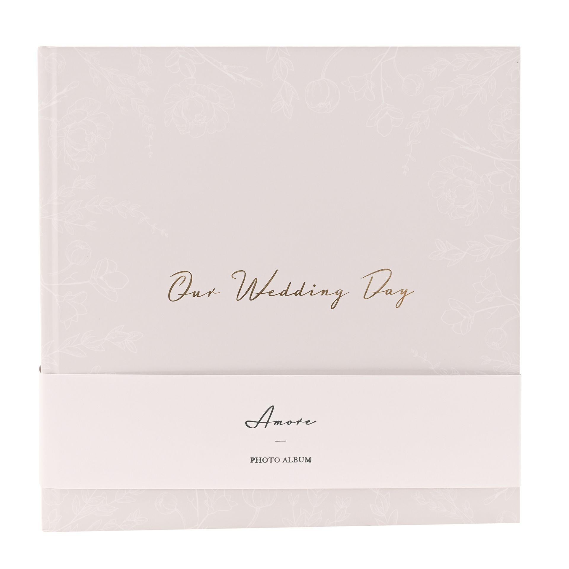 Grey - Close up - Our Wedding Day' Grey Floral Photo Album 5 x 7 50 pages